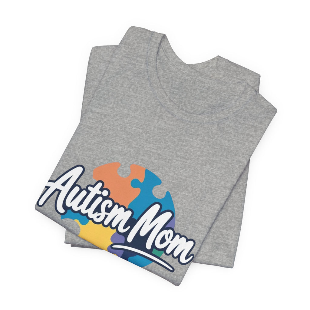 Autism Mom Short Sleeve Tee - Supportive Gift for Moms, Puzzle Design, Casual Everyday Wear, Awareness Apparel, Birthday Gift