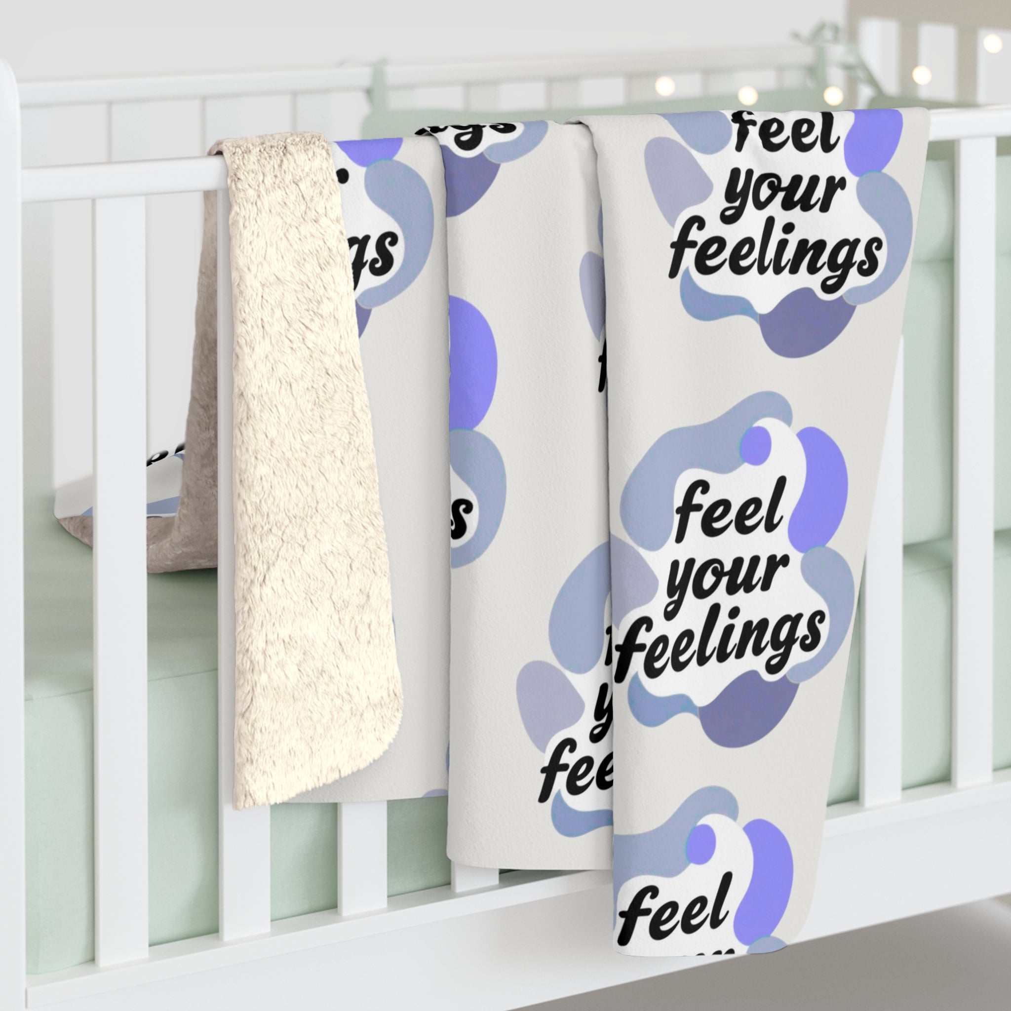 Cozy Sherpa Fleece Blanket, Feel Your Feelings Blanket, Emotional Support Gift, Soft Throw Blanket, Relaxing Home Decor, Self-Care Items