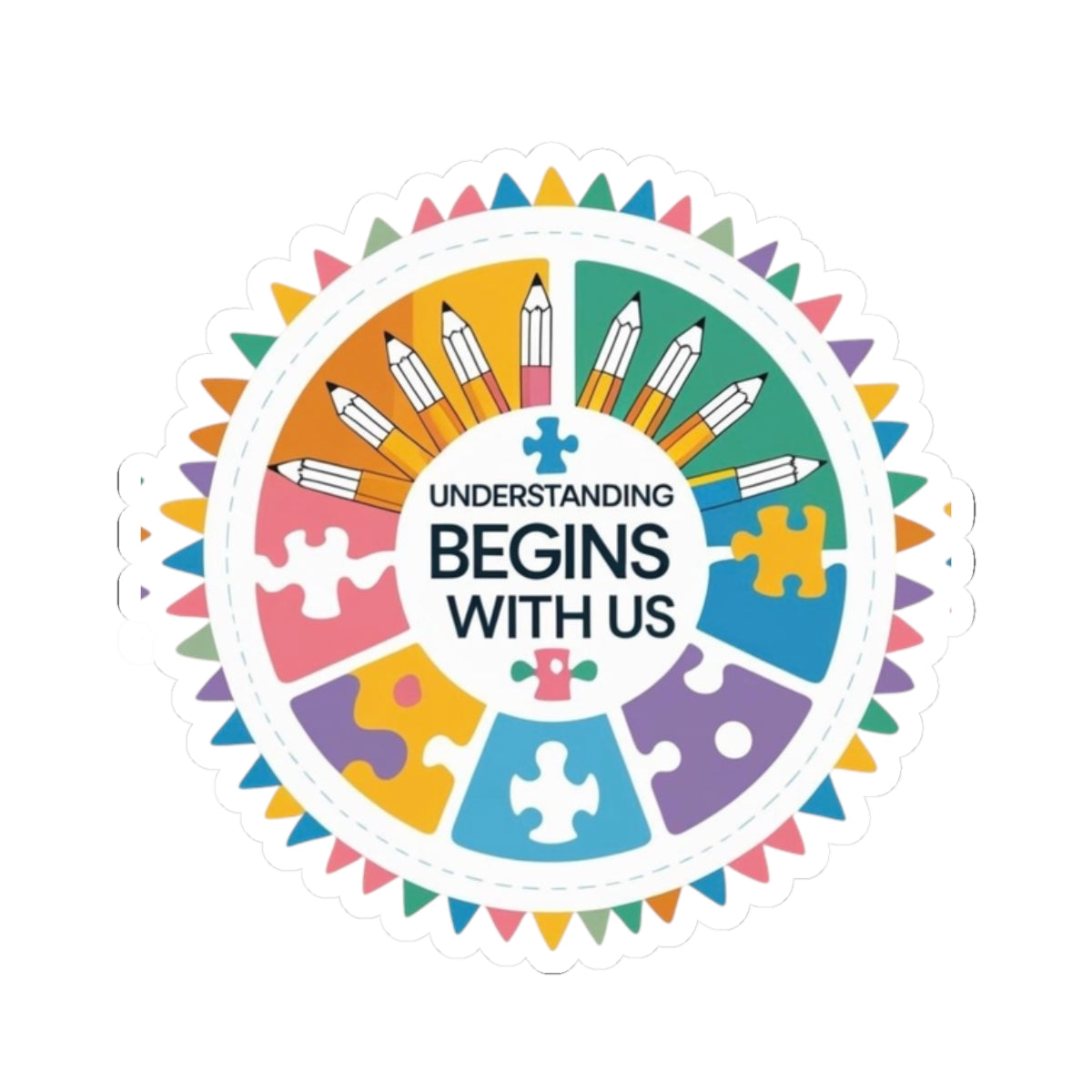 Understanding Begins With Us Kiss-Cut Stickers, Educational Stickers, Teacher Gifts, Classroom Decor, Back to School, Student Engagement