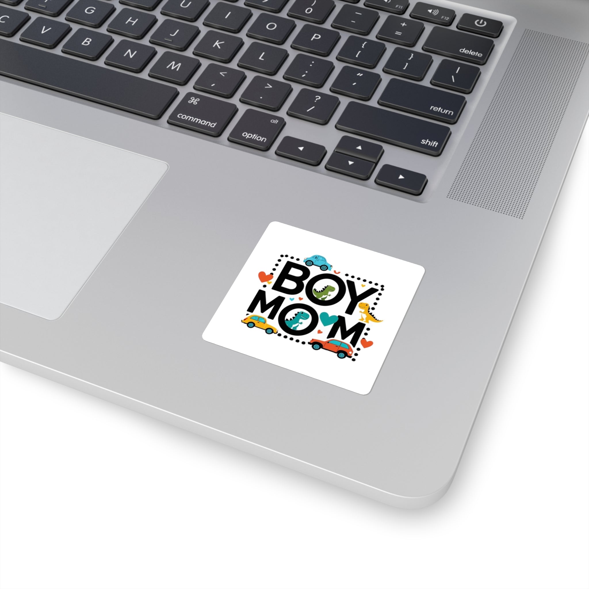 Fun Boy Mom Square Stickers - Cute Kid-Friendly Car & Dinosaur Designs for Laptops, Water Bottles, Journals, Crafts, Gifts