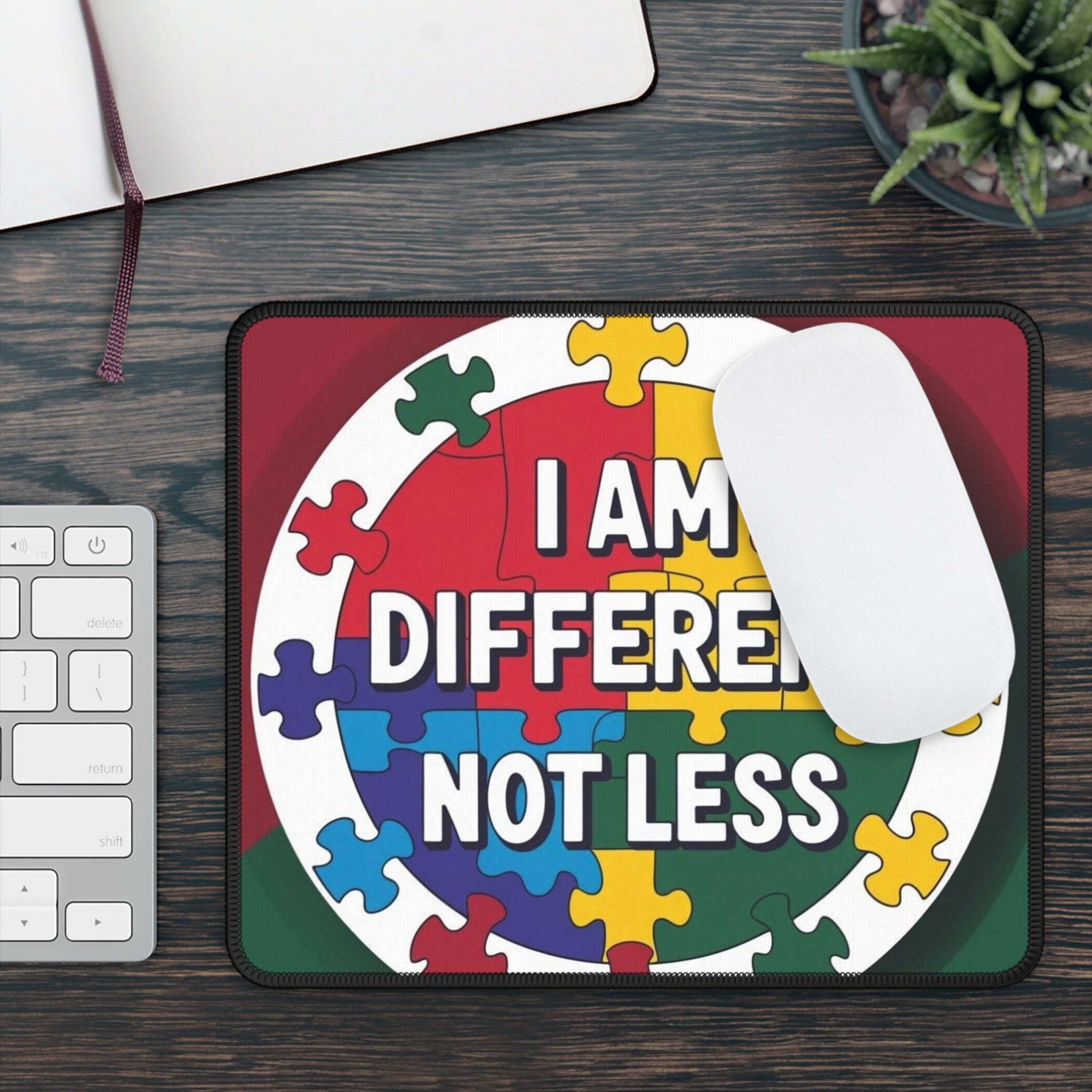 Inclusive Gaming Mouse Pad - I Am Different Not Less, Gamer Gift, Puzzle Piece Art, Autism Awareness, Desk Accessory, Unique Mousepad