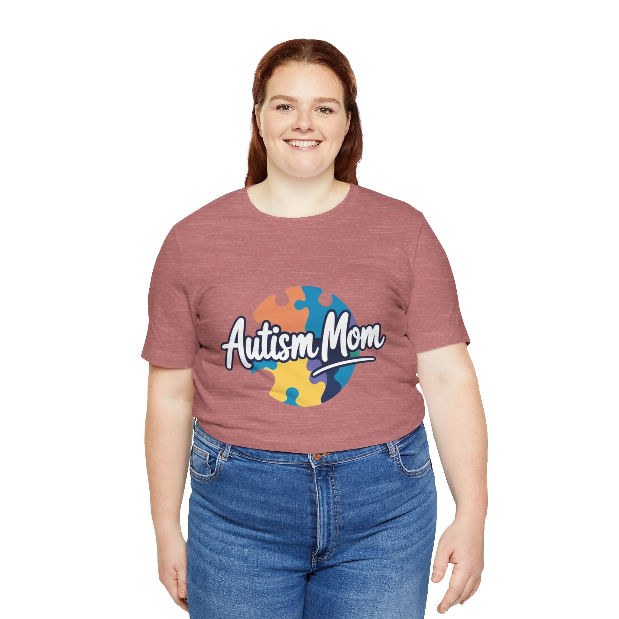 Autism Mom Short Sleeve Tee - Supportive Gift for Moms, Puzzle Design, Casual Everyday Wear, Awareness Apparel, Birthday Gift