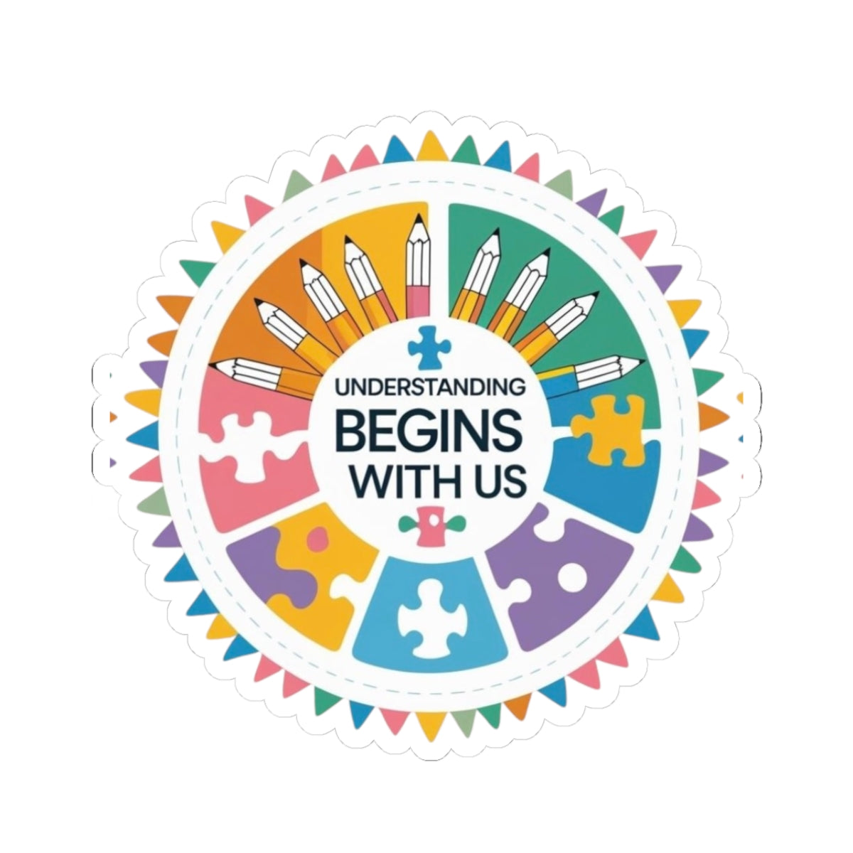 Understanding Begins With Us Kiss-Cut Stickers, Educational Stickers, Teacher Gifts, Classroom Decor, Back to School, Student Engagement