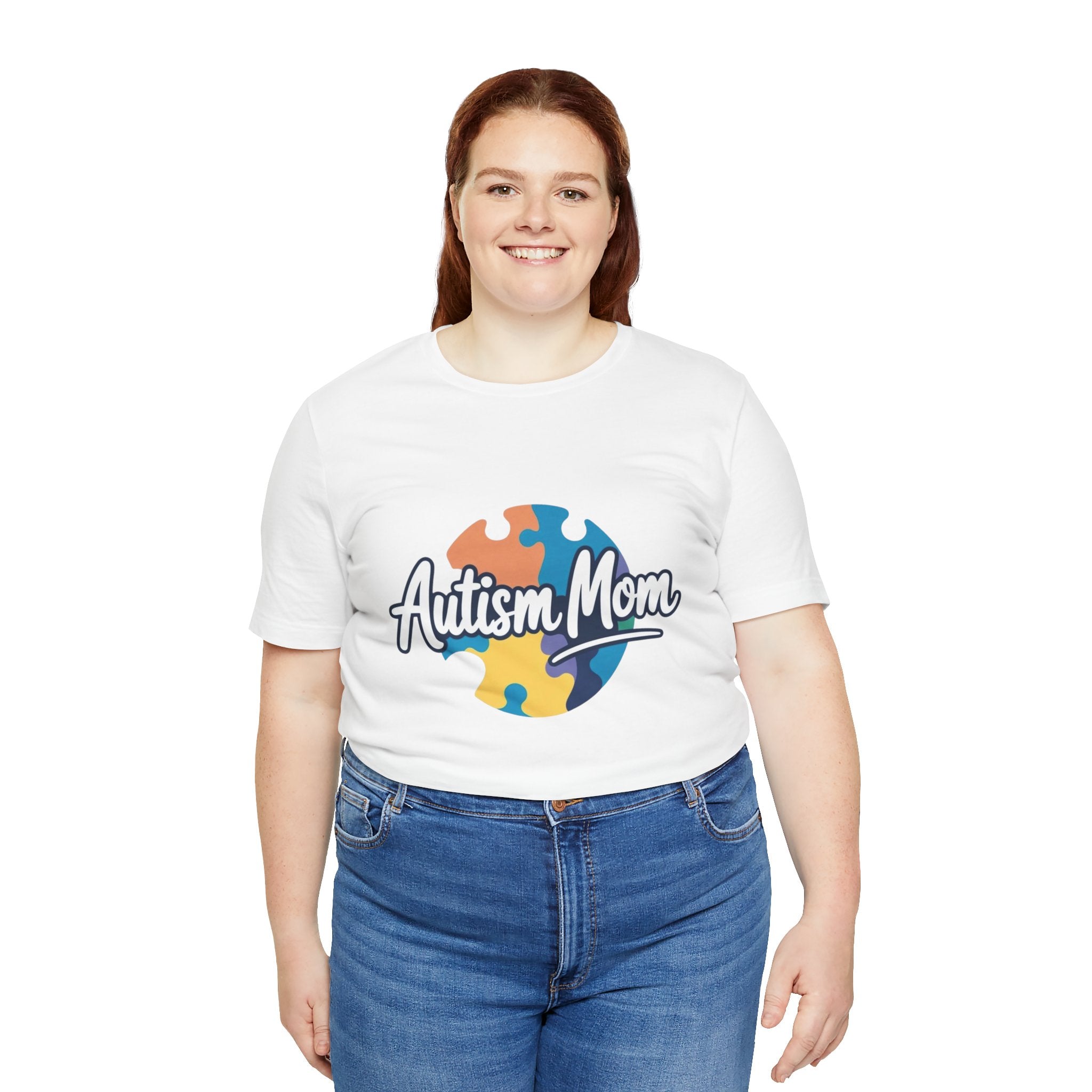 Autism Mom Short Sleeve Tee - Supportive Gift for Moms, Puzzle Design, Casual Everyday Wear, Awareness Apparel, Birthday Gift