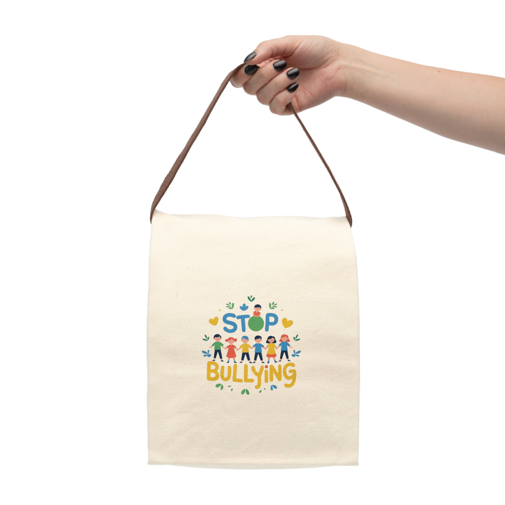 Inspirational Canvas Lunch Bag for Anti-Bullying Awareness, Cute Lunch Tote, Eco-Friendly Snack Bag, School Lunch Organizer, Gift for Kids