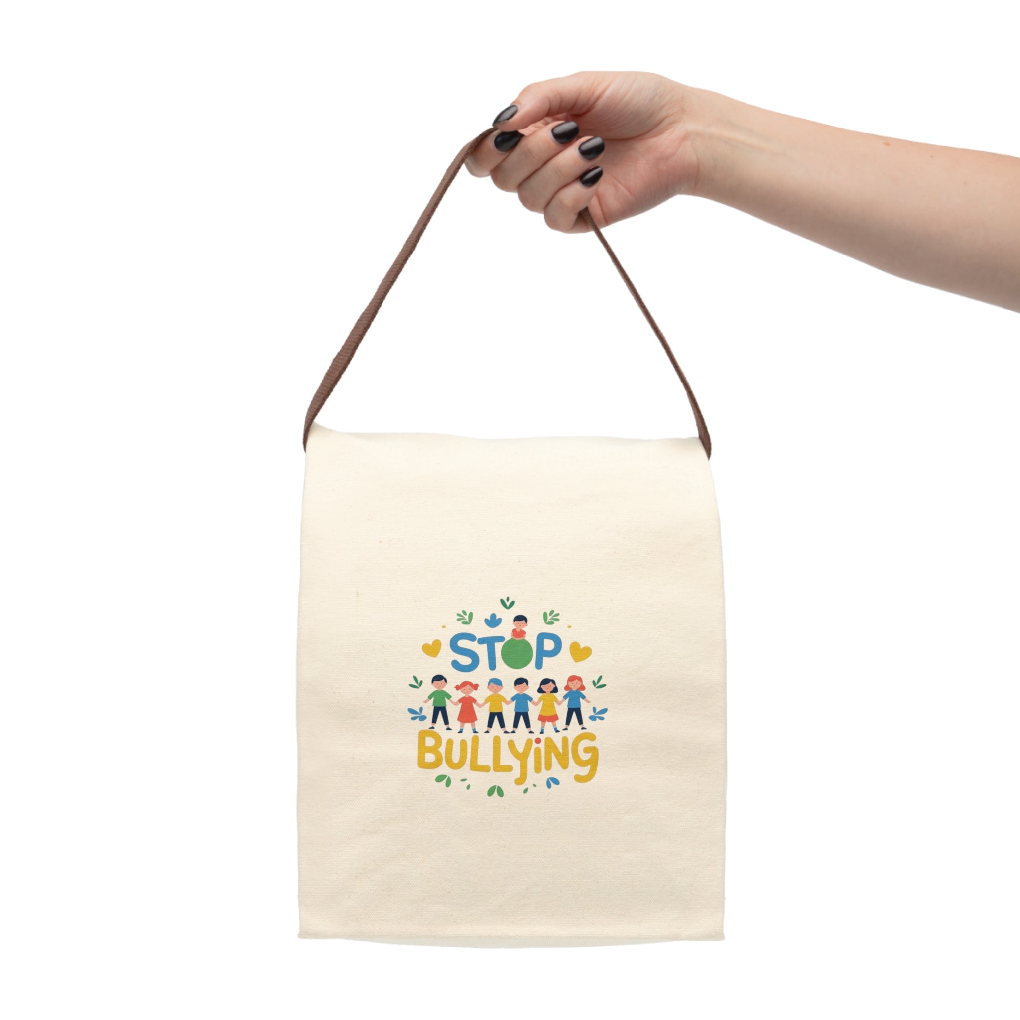 Inspirational Canvas Lunch Bag for Anti-Bullying Awareness, Cute Lunch Tote, Eco-Friendly Snack Bag, School Lunch Organizer, Gift for Kids